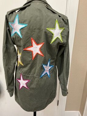 ROMI BASHA - Star Embroidered Vintage Military Jacket Sz L